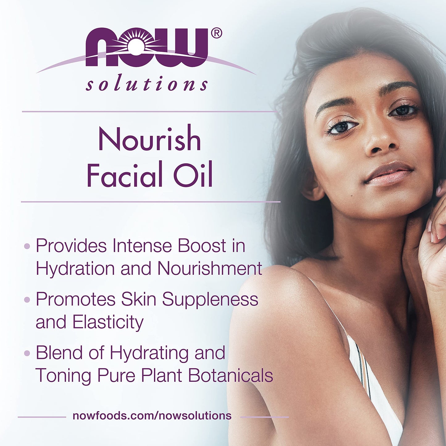 NOW Foods Solutions, Nourish Facial Oil With Antioxidants, Promotes Suppleness and Elasticity, 1-Ounce