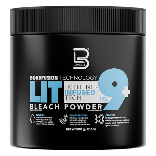 L3 - Level 3 BondFusion LIT Bleach Powder - Hair Lightener with Olive Oil and Wheat Protein to Protect and Fortify Hair - Create Highlights, Balayage