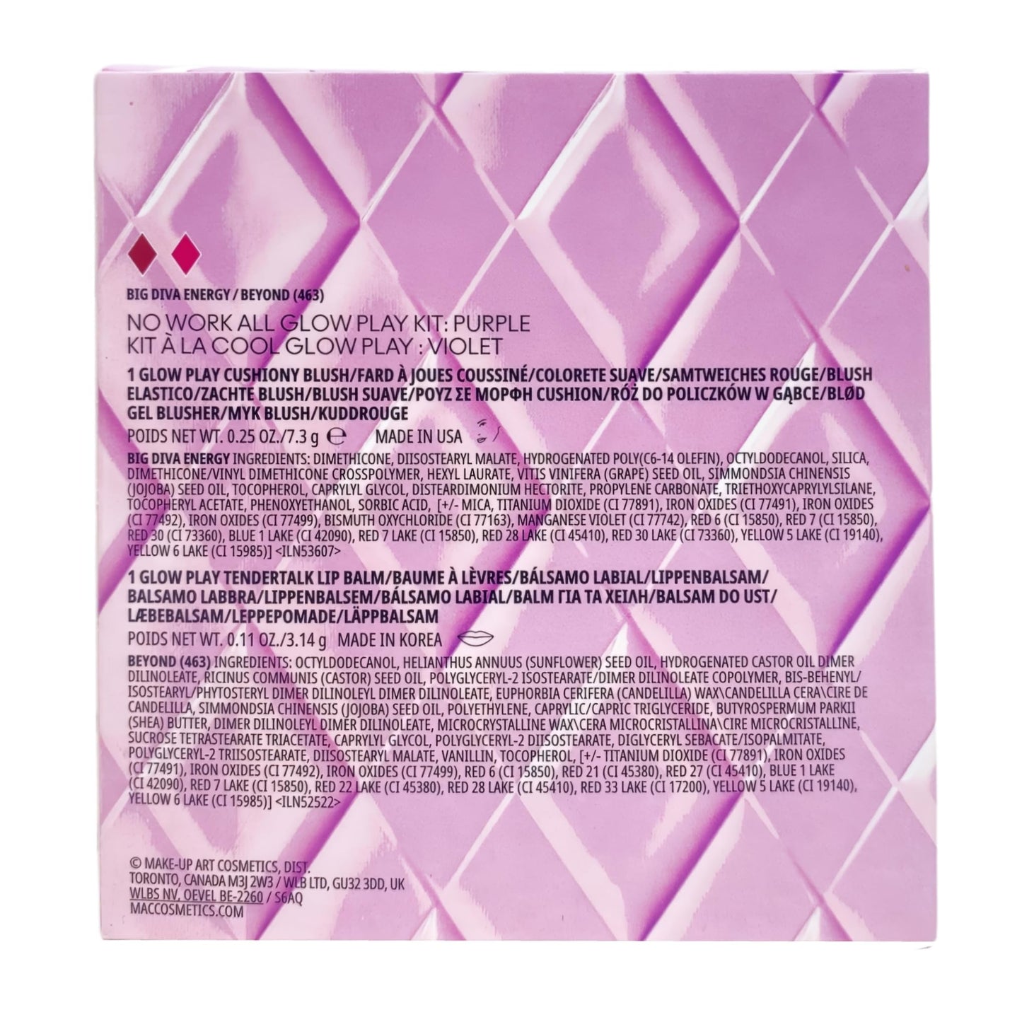 MAC M·A·C Cosmetics No Work All Glow Play Kit: Purple - Cushiony Blush + Tendertalk Lip Balm