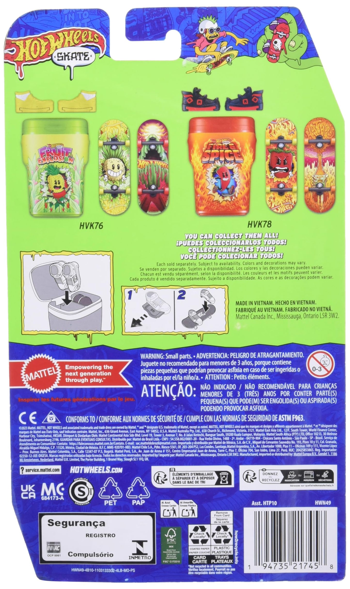 Hot Wheels Skate Vehicle Toy Pack of Erasers Erasers Bubble Explosion for Children 5 Years and Up, HWN49