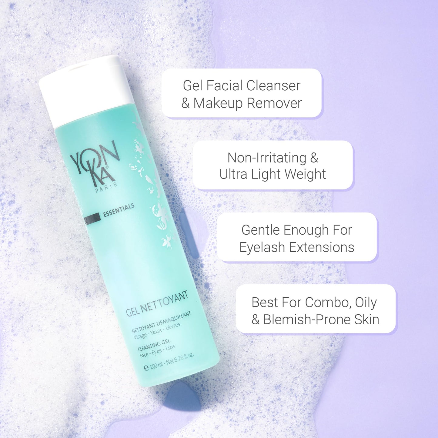 Yon-Ka Gel Cleanser | Gentle Foaming Face Wash & Makeup Remover | Cleanses Pores and Balances Skins pH with Red Algae & Amino Acids | For Acne Prone