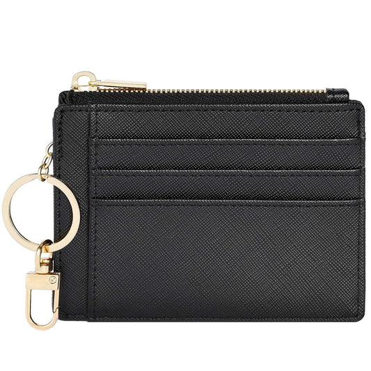 Sodsay Card Case Slim Front Pocket Wallet for Women Credit Card Holder with Keychain(CH Black) Fashion Sodsay
