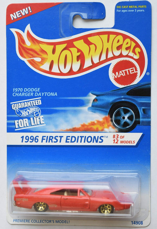Hot Wheels 1996 First Editions #3 of 12 Models, red 1970 Dodge Charger Daytona 7 Spoke Wheels