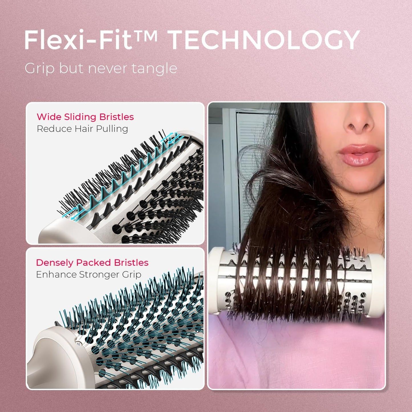 TYMO 2.0 Thermal Brush Curling Brush - STYLUX 1.7" Blowout Volumizer with Flexi-Fit for Hair Straightening, Heated Round Styler Tool, Hair Beauty and Personal Care TYMO