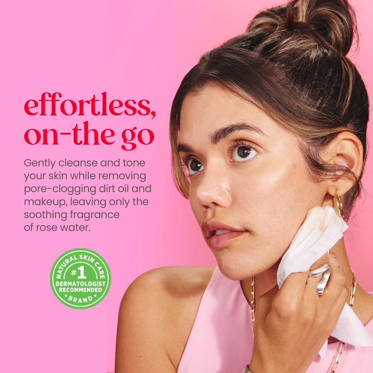 Burt’s Bees Micellar Rose Water Facial Towelettes, 100% Plant Based Cloth; 99% Natural Origin; Remove Makeup, Cleanse, Hydrate; No Greasy, Oily