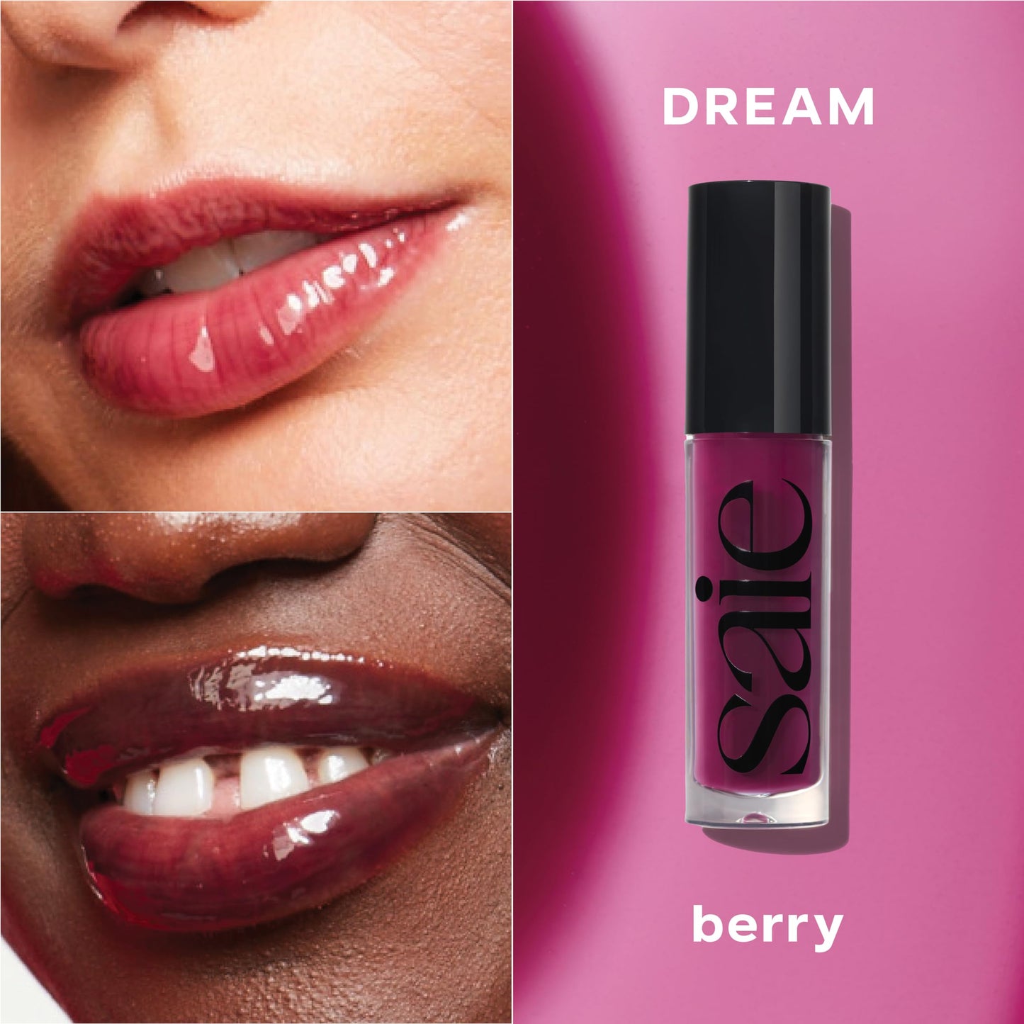 Saie Glossybounce - Hydrating Lip Gloss and Tinted Lip Oil Hybrid with Hyaluronic Acid & Jojoba Oil for Non-Sticky, Ultra-Shiny, Plump & Soft Lips -