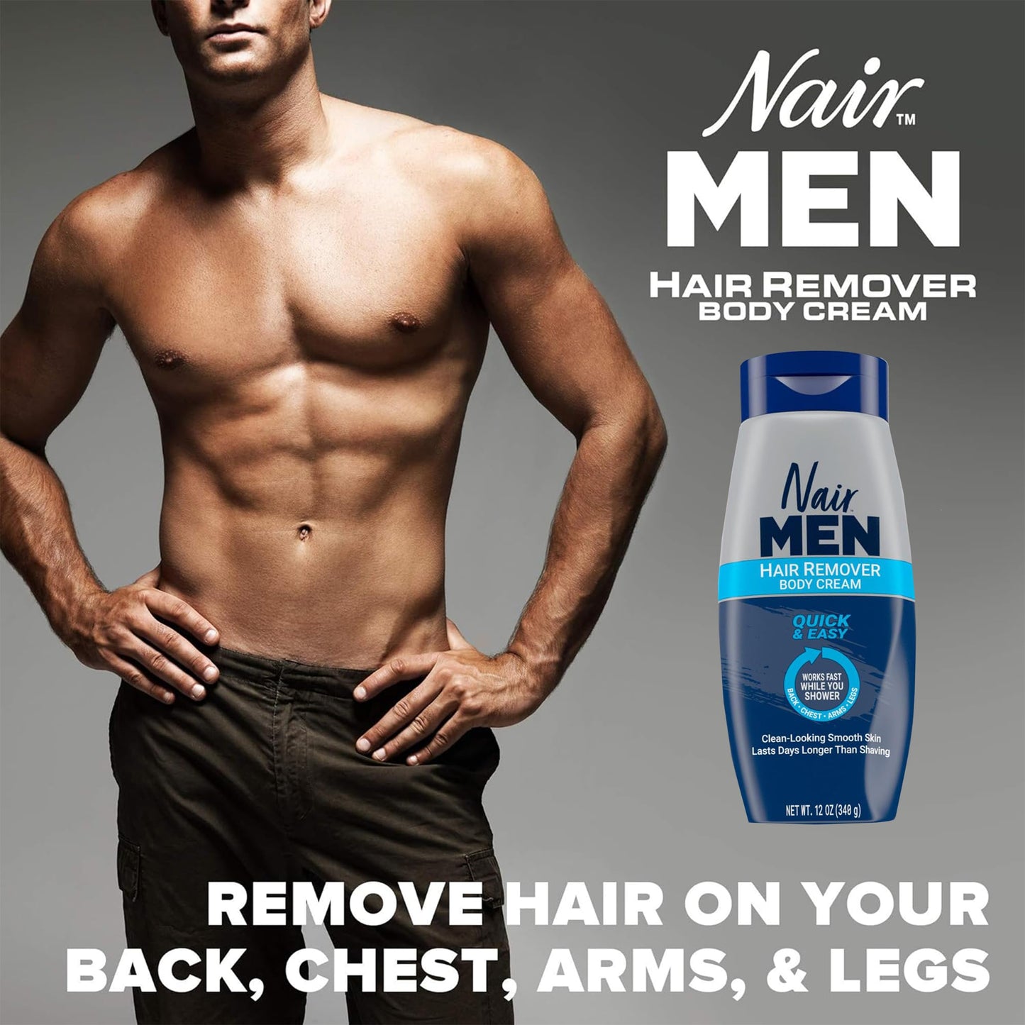 Nair Men Hair Removal Body Cream, 12 Ounce (Pack of 2)