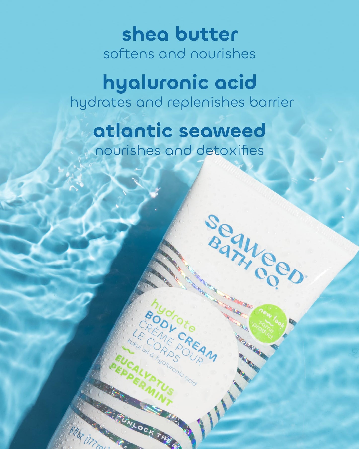 Seaweed Bath Co. Hydrate Body Cream - Eucalyptus Peppermint - Hydrating Scented Moisturizer for Body and Hands - With Vitamin E, Hyaluronic Acid