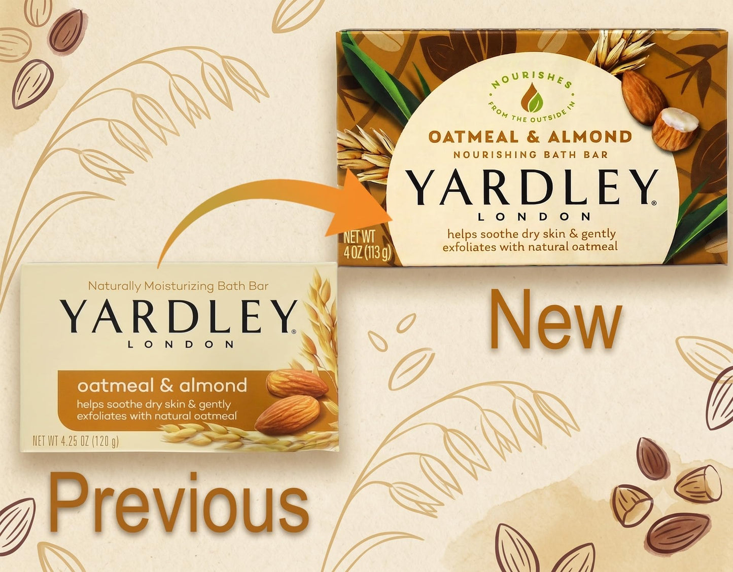 Yardley Oatmeal Almond Bath Bar 4oz - Pack of 2 Beauty & Personal Care Yardley