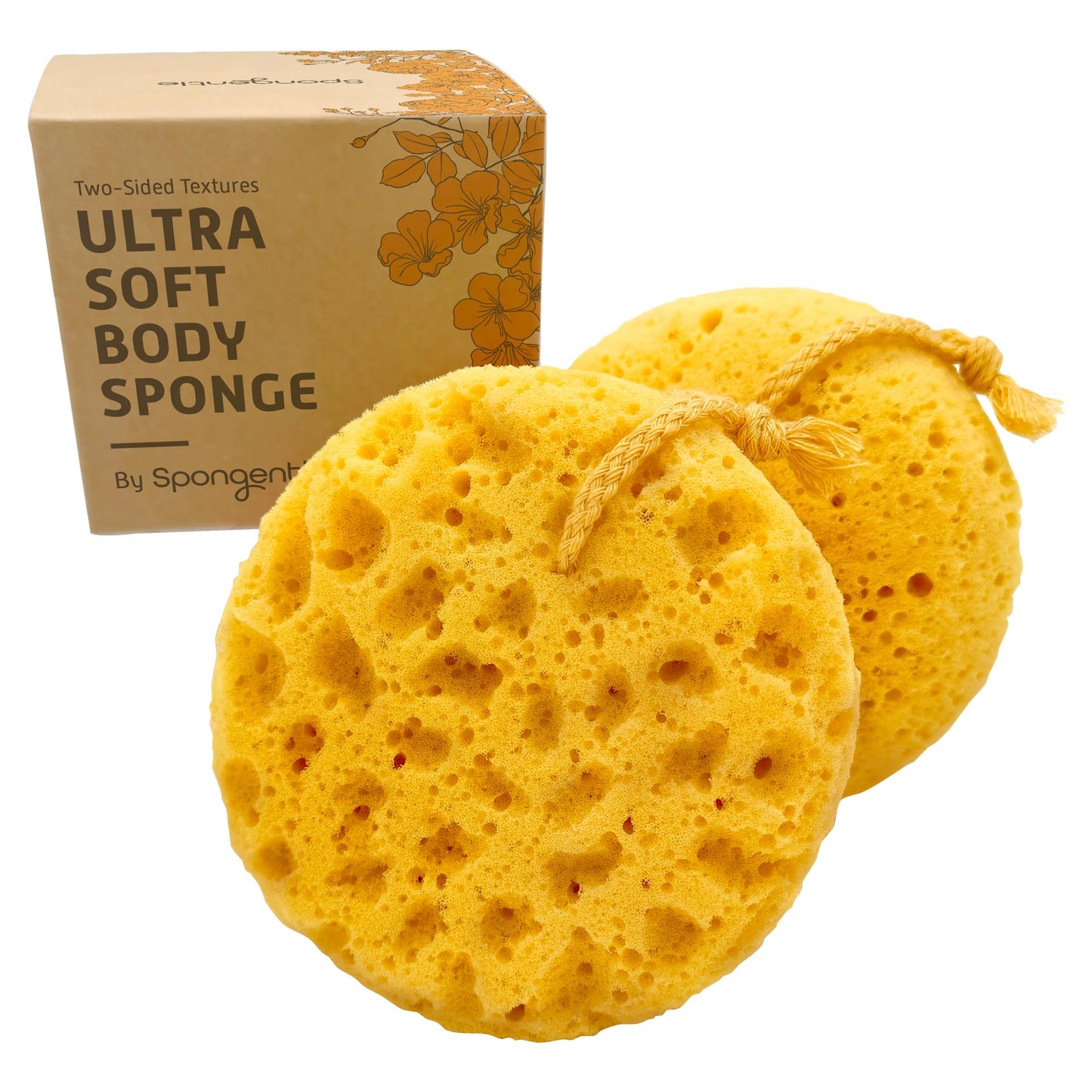 Spongentle Loofah Sponge for Shower and Bathing, Bath Sponge with Dual Texture, Shower Pouf for Gentle and Deep Exfoliation, Large Size Body Scrubber