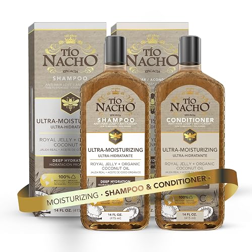 Tio Nacho Ultra-Moisturizing Frizz Control Shampoo and Conditioner Set with Organic Coconut Oil and Royal Jelly for Deep Hydration, Anti-hair loss