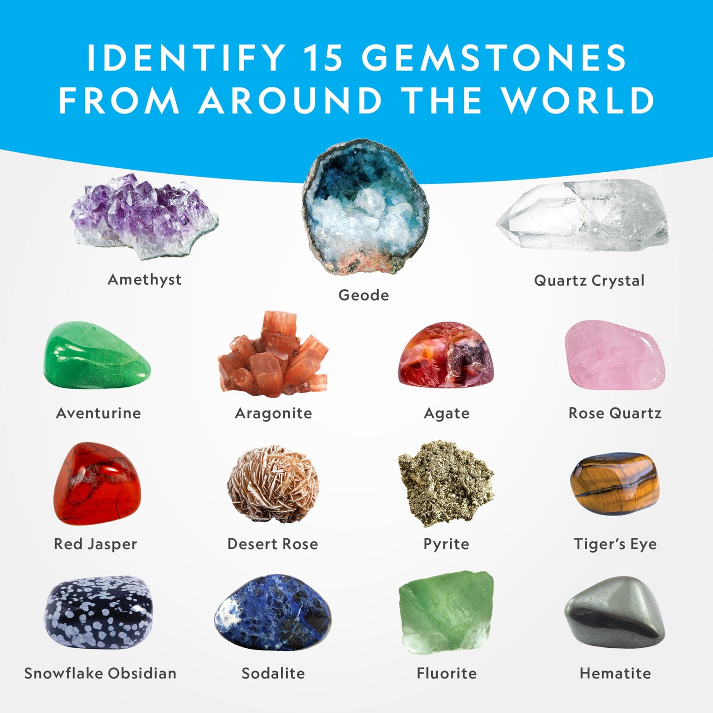 NATIONAL GEOGRAPHIC Mega Gemstone Dig Kit – Excavate 15 Real Gems & Crystals, Fun Science Kit & Rock Mining Gift for Kids, Boys & Girls