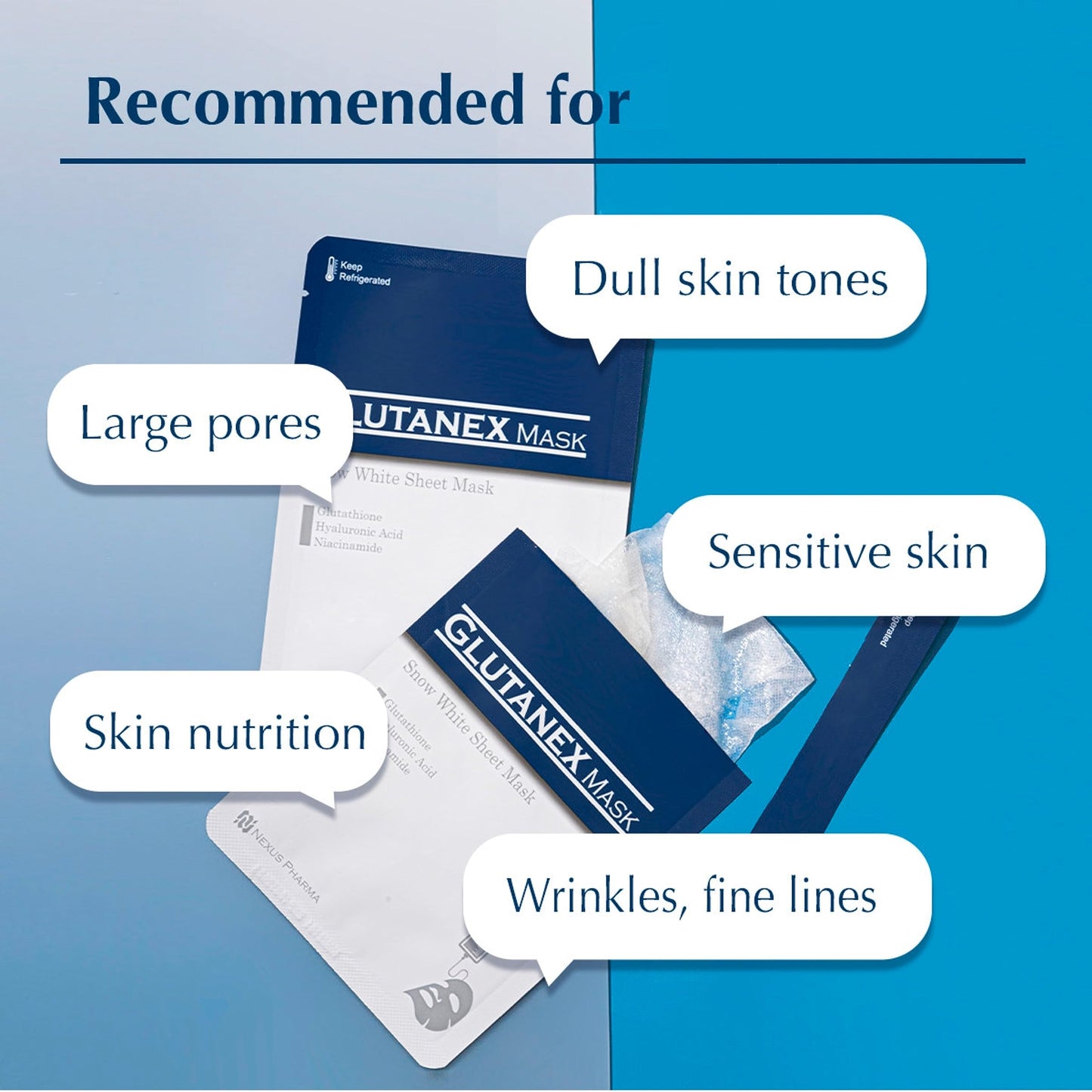 Glutanex Snow White Sheet Mask, 15 Sheets - Made In Korea