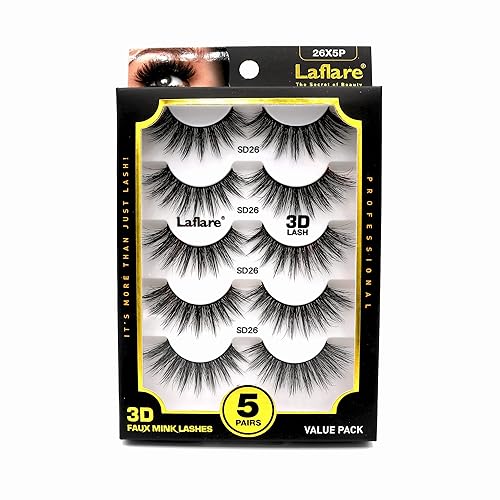 Laflare Premium Silk Lashes 3D Faux Mink Eyelashes Multipack, Light, Natural Looking, Professional Easy to Apply Eyelashes in a Knitted Style 5 Pairs…