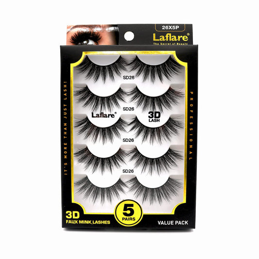 Laflare Premium Silk Lashes 3D Faux Mink Eyelashes Multipack, Light, Natural Looking, Professional Easy to Apply Eyelashes in a Knitted Style 5 Pairs…