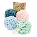 Spongentle Premium Deep Cleansing Loofah Sponge for Radiant Skin, Pack of 4, Bath and Shower, Exfoliating Body Scrubber, Beautiful Colors for Women