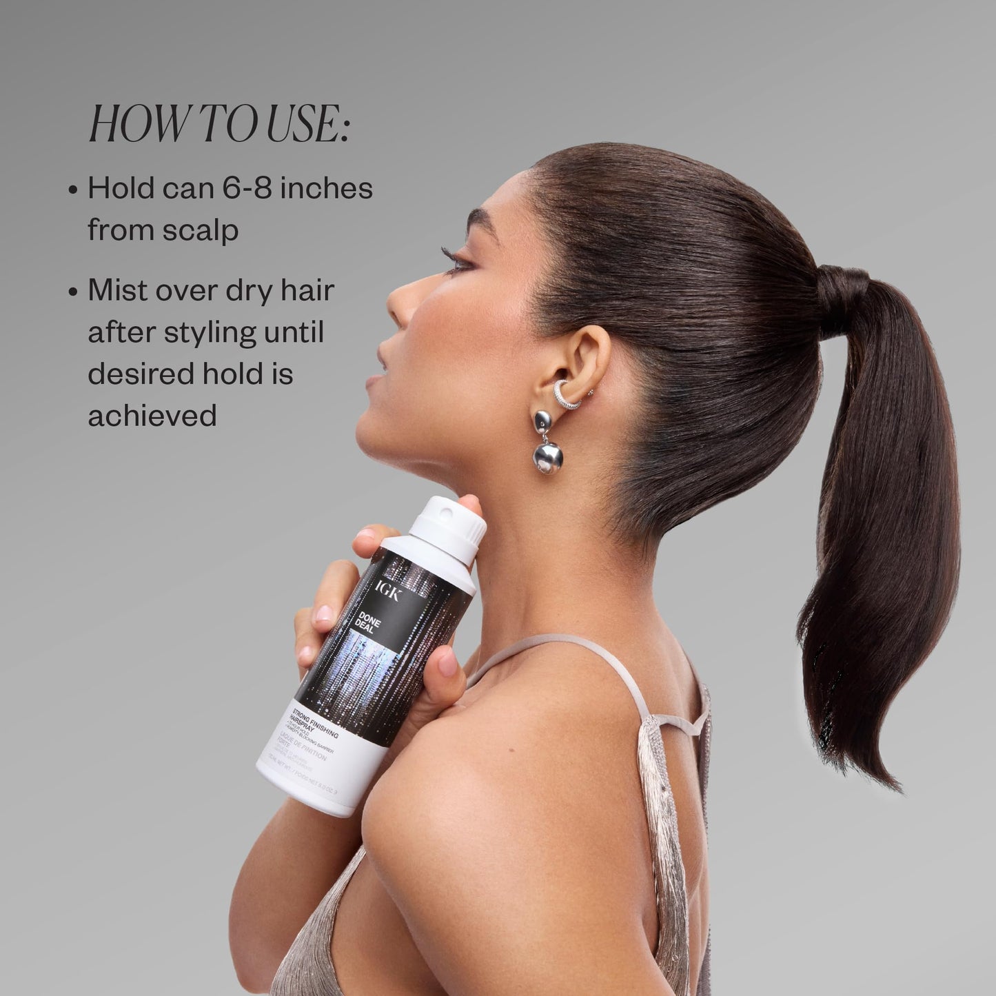 IGK Done Deal Strong Hold Finishing Hairspray - Long-Lasting, Humidity-Resistant, Brushable, Firm Control for All Hair Types, 5 oz