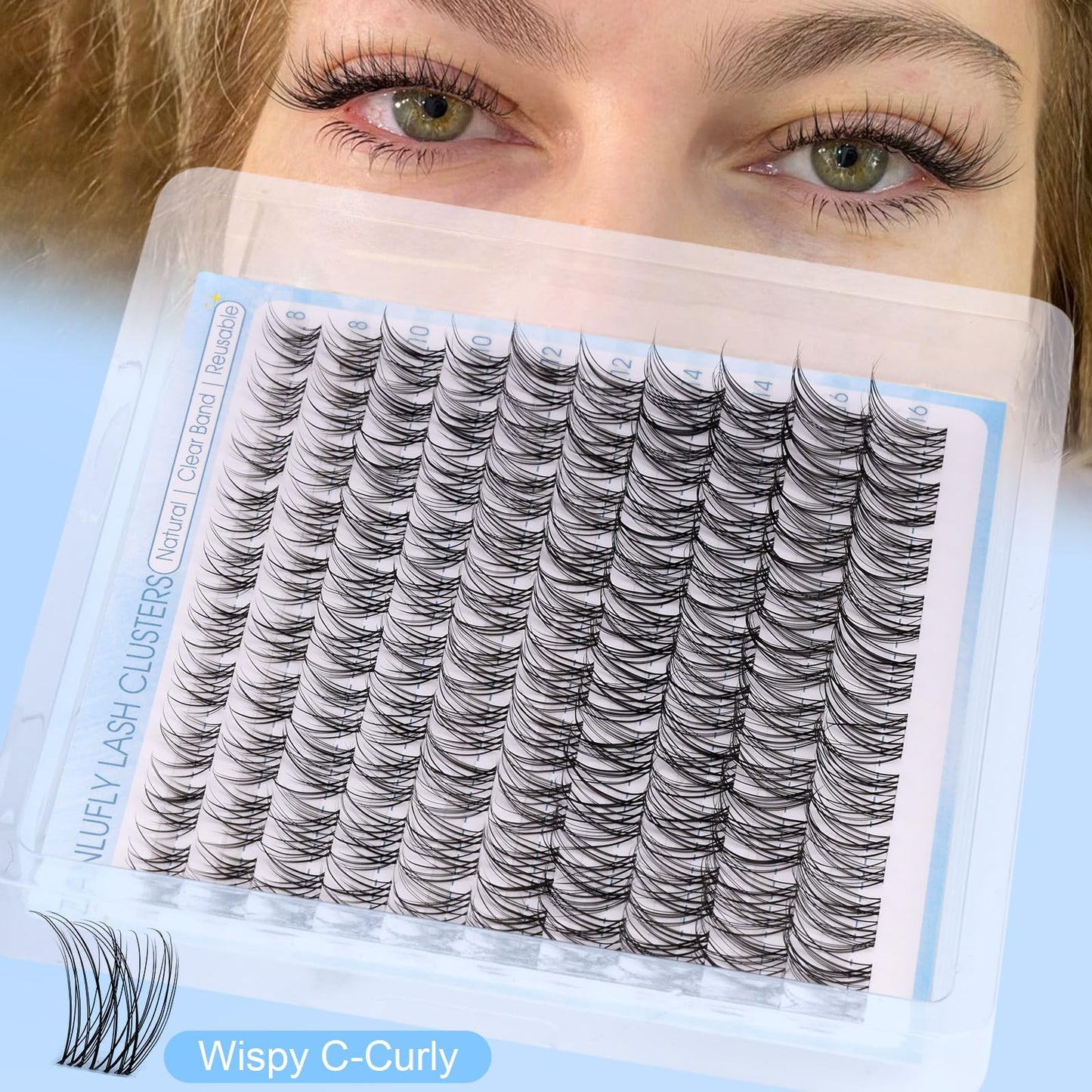 Natural Lash Clusters Kit Invisible Band Eyelash Clusters DIY Lash Extension Kit Wispy Eyelash Extension Kit Clear Band Cluster Lashes with Lash Glue Beauty and Personal Care zanlufly