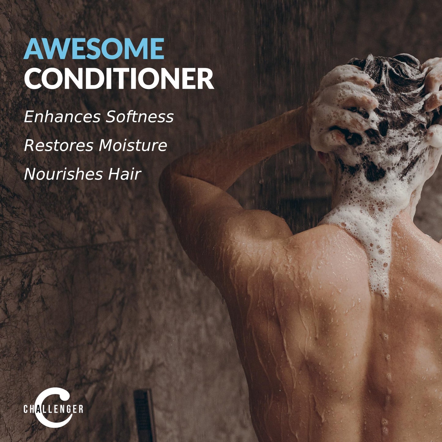 Challenger Awesome Mint Conditioner | Men's Shower Product | For Itchy & Dry Scalp | Removes Dirt & Oils | Coconut Oil, Jojoba Oil, Hydrolyzed Keratin