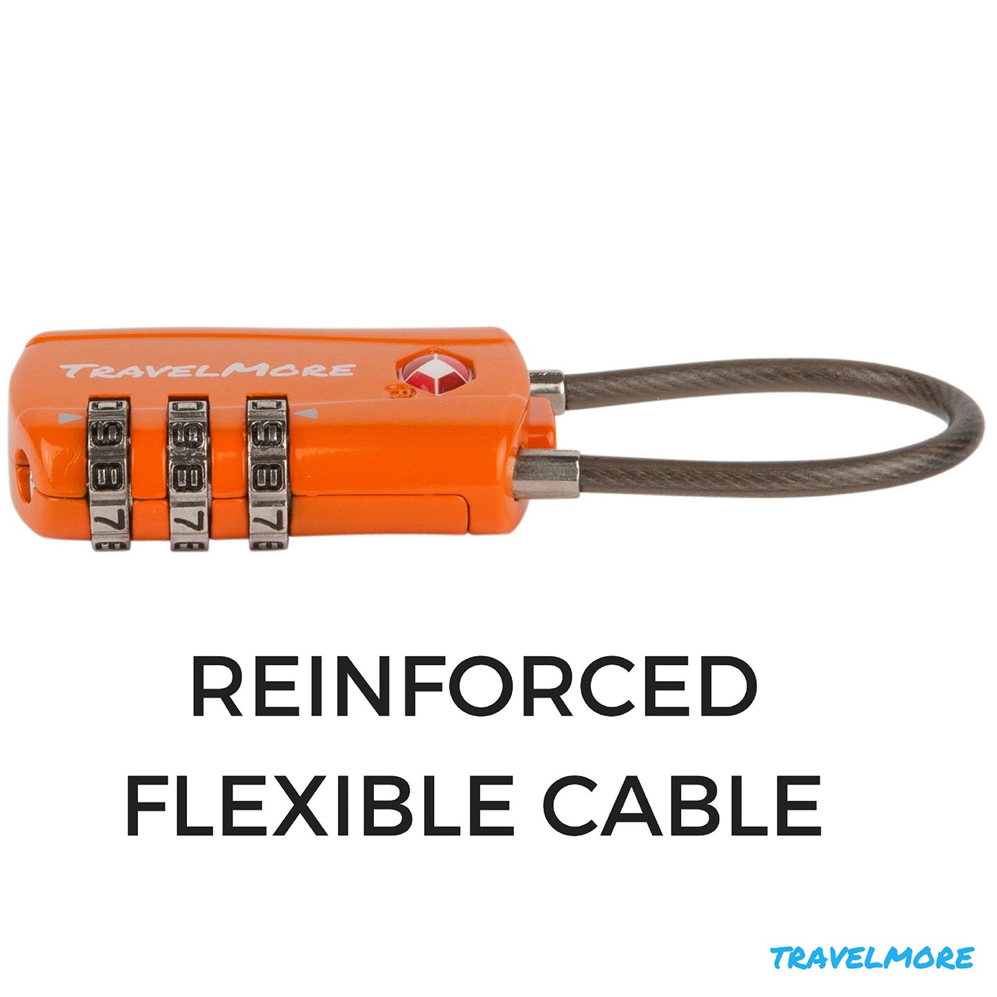 TSA Approved Travel Cable Luggage Lock – 1 Pack Orange Combination Padlock for Suitcases & Backpacks