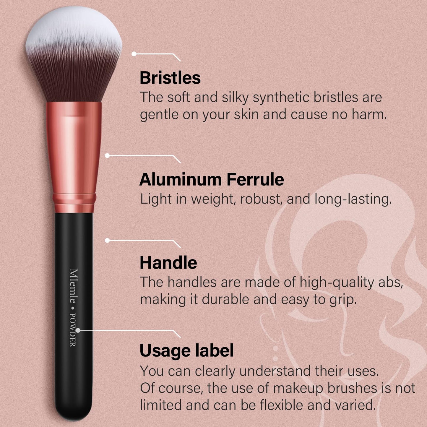 Makeup Brushes Set, Mlemle Professional 25 Pcs Makeup Kit, Include Foundation Powder Blush Concealers Eye shadows 21 Pcs Makeup Brushes and 2 Powder Beauty and Personal Care Mlemle