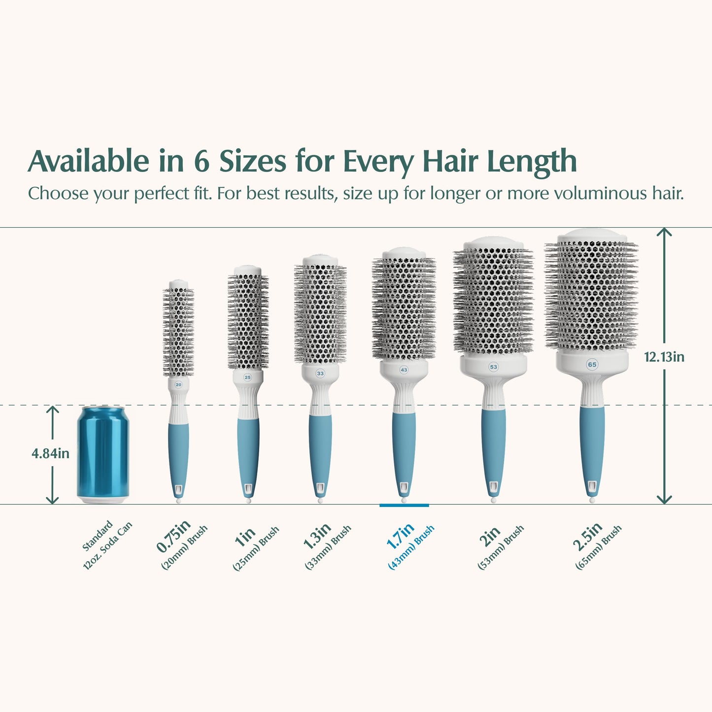 Medium Round Brushing Brush - Ceramic Hair Brush for a Smooth Salon Style Look - Professional Brushing Brush Ideal for All Hair Types - 43 mm Beauty & Personal Care Osensia