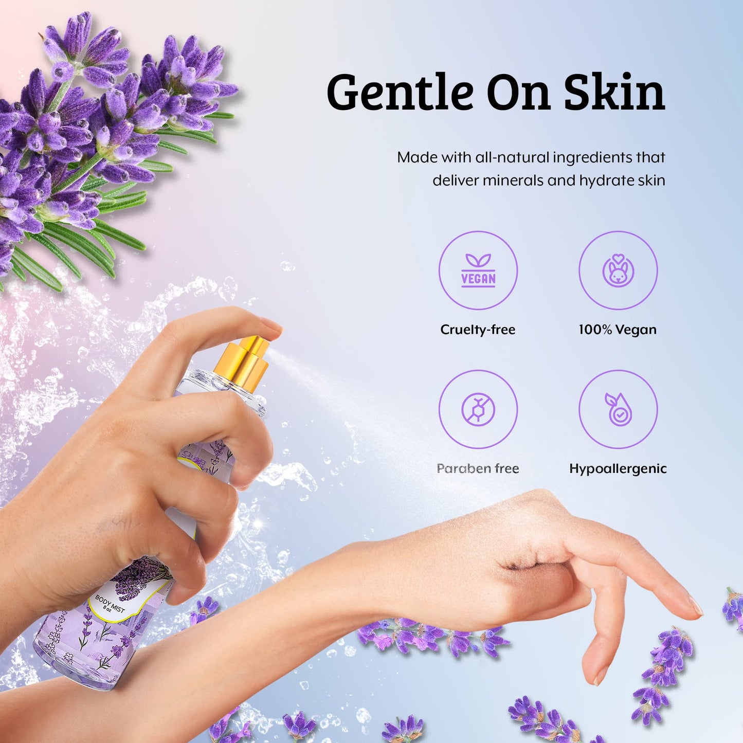 Lavender Luxury Body Spray For Women, Womens Perfume Fragrance Body Mist & Sprays, Women's Woodsy Scented Gifts & Presents, 8 oz Fine Mist Spray
