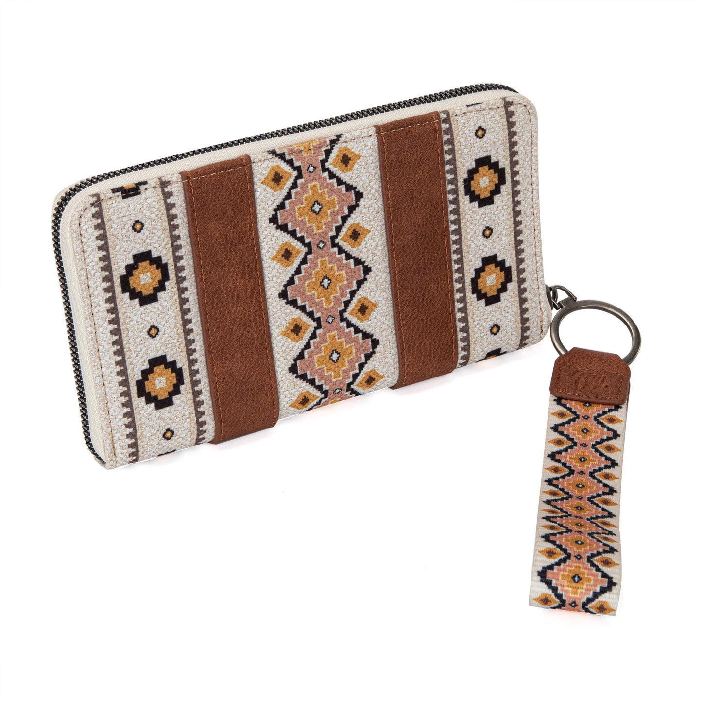 Wrangler Western Wallet Purse for Women with Aztec Southwestern Wristlet Strap Boho Women Purse Bi-fold Wallet CY-WG2202-W006CF