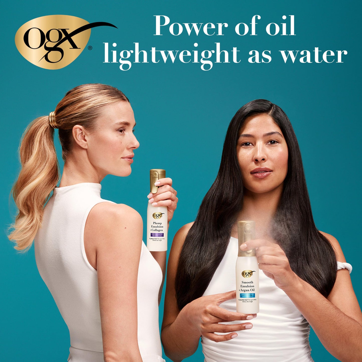 OGX Plump Emulsion + Collagen Conditioning Hair Mist, Volumizing Hair Spray with Marula Oil for 3x Plumper Hair* for up to 72 Hours Without the