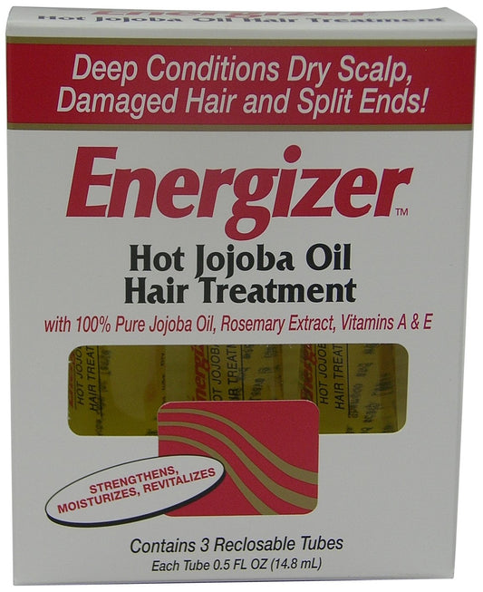 Hobe Labs Energizer Hot Jojoba Oil Hair Treatment With Vitamin A & E, Reclosable Tubes 0.5 Oz, 3 Ea, 3count