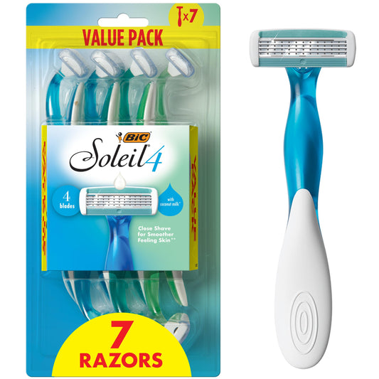 BIC Soleil 4 Women's Disposable 4-Blade Razors, Flexible Shave for Smooth Summer Skin, 7-Pack Beauty and Personal Care BIC Default Title