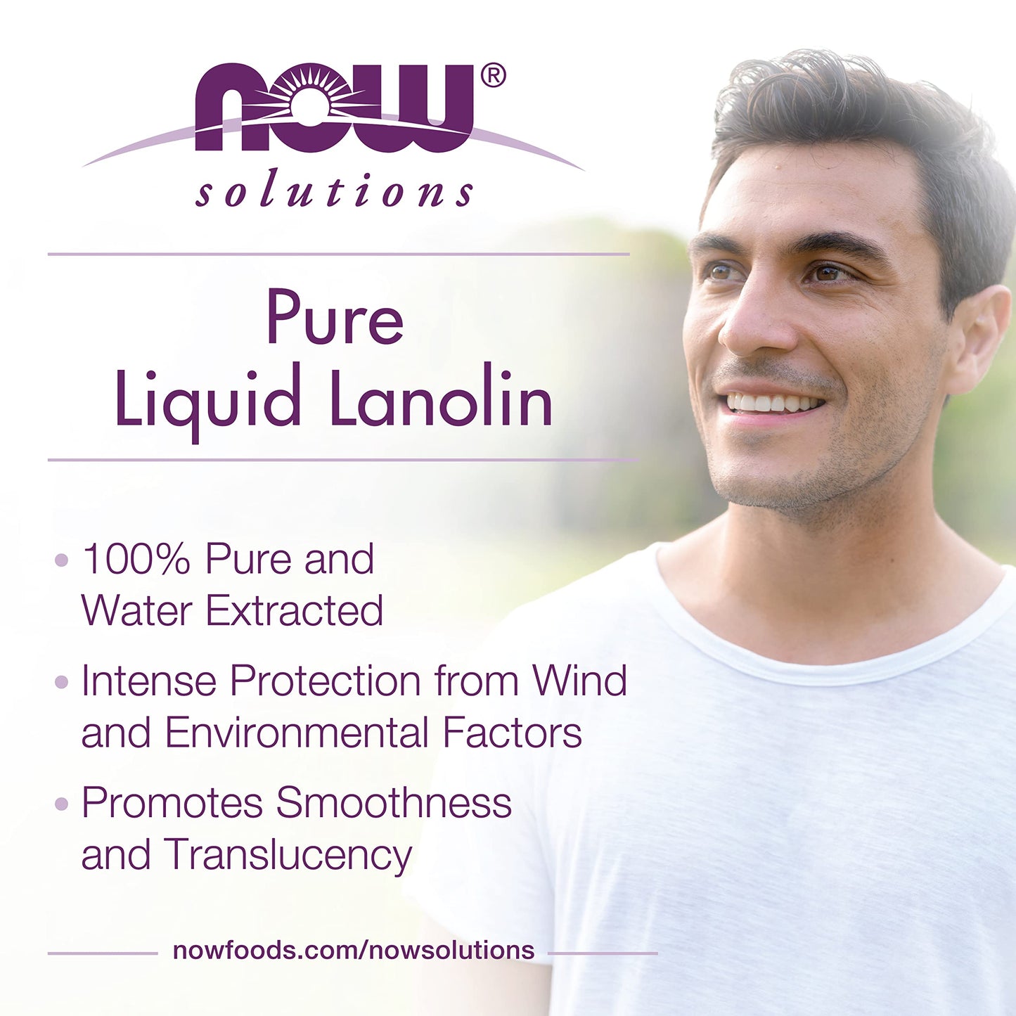 NOW Foods Solutions, Liquid Lanolin Pure, Intense Protection, Formulated for Dry Rough Lips and Skin, 4-Ounce