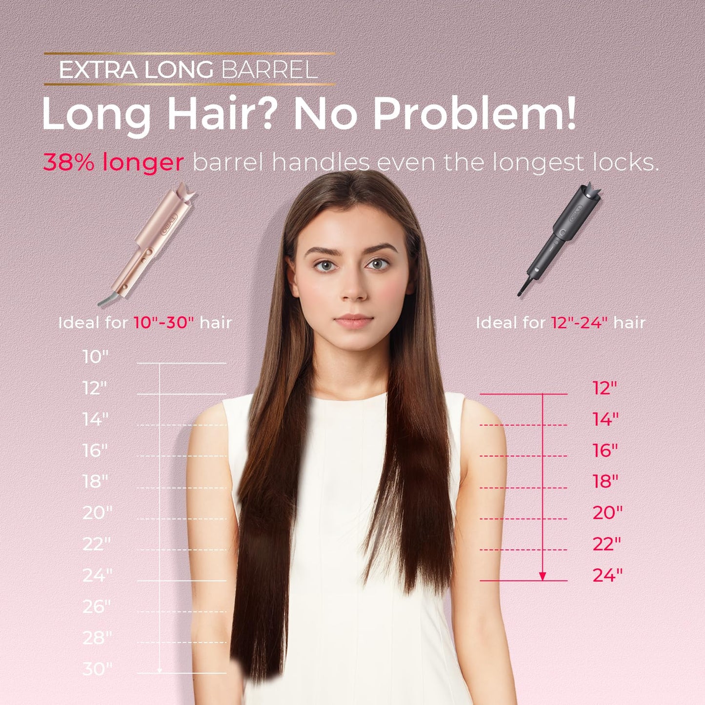 TYMO CurlPro Plus Automatic Rotating Curling Iron - Upgraded Long Barrel Curling Wand for Long Hair, Ceramic Hair Curler for Women, Anti-Scald, 600M Beauty and Personal Care TYMO