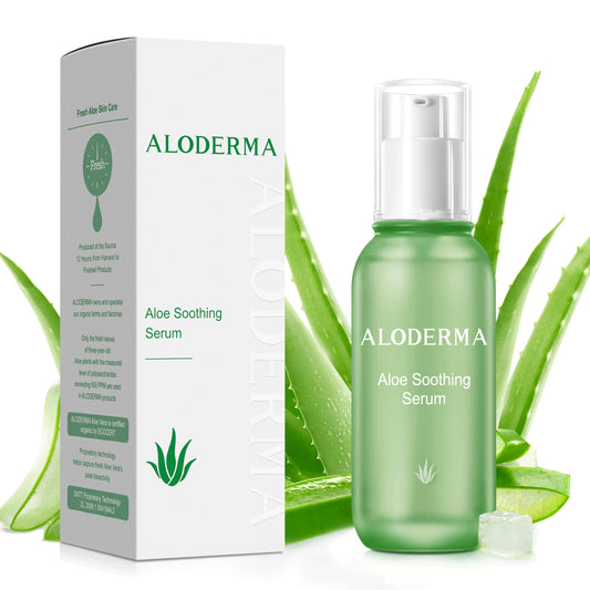 Aloderma Soothing Face Serum with 65% Organic Aloe Vera - Freshly Harvested Aloe for Sensitive Skin with Beta-Glucan & Arginine - Calming, Nourishing