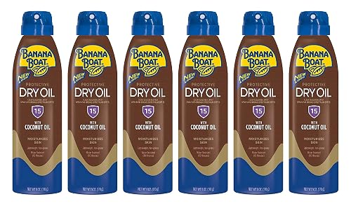 Banana Boat Continuous Spf#15 Spray Dry Oil With Argan Oil 6 Ounce (177ml) (6 Pack)