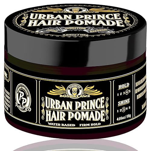 BushKlawz Urban Prince Hair Pomade Water Based Firm Strong Hold Easy to Wash Out Gel Type for Tight Styles Men's Styling Product Barber Approved 115g