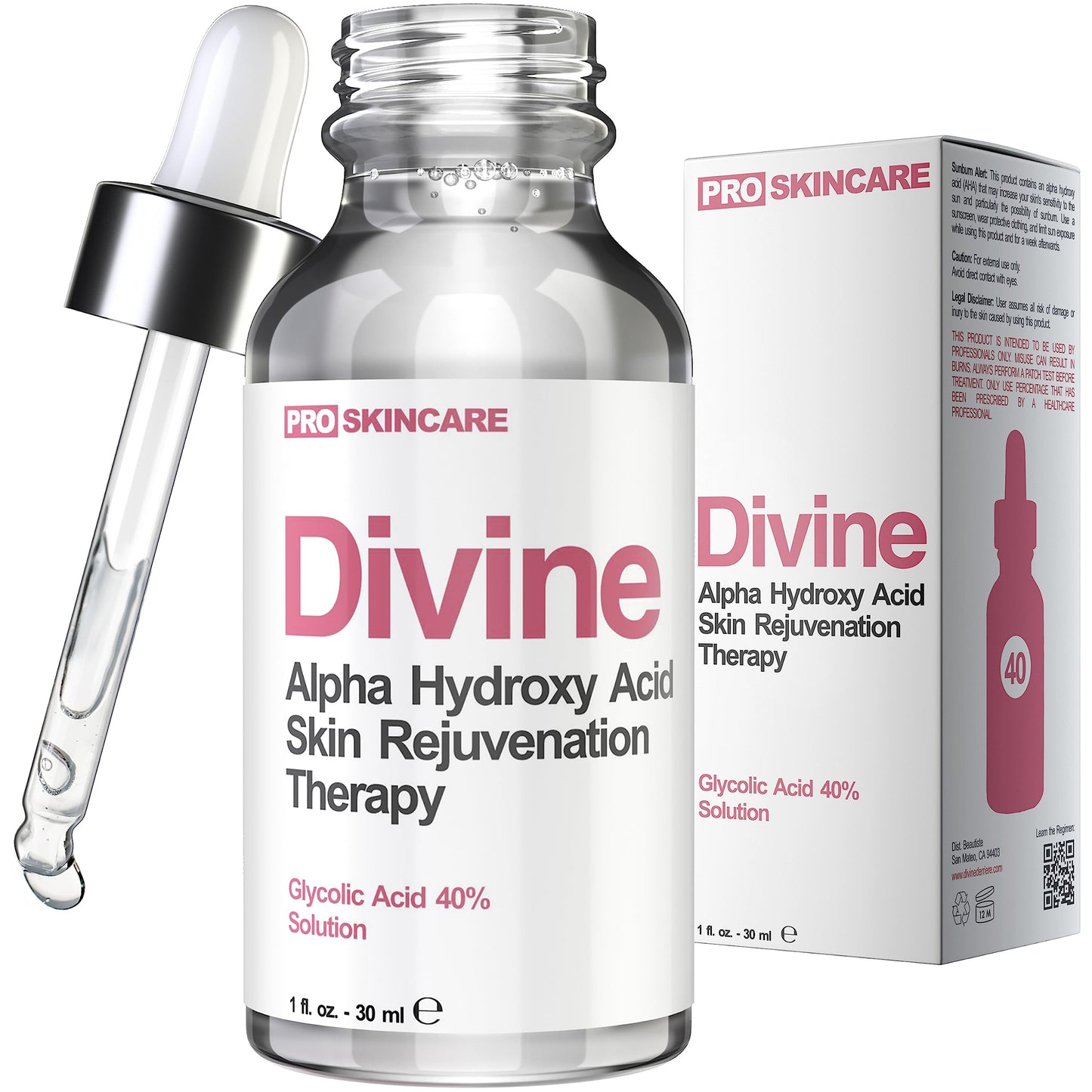 Glycolic Acid Peel 40% Professional Chemical Peel for Face for Acne Scars, Collagen Boost, Wrinkles, Fine Lines - Alpha Hydroxy Acid Liquid Exfoliant