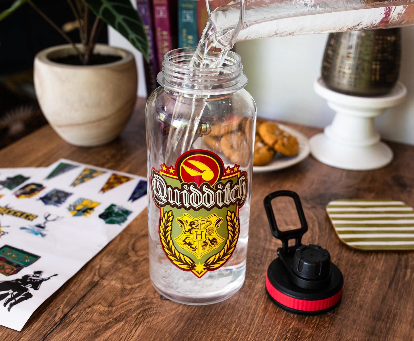 Harry Potter Quidditch 32-Ounce Twist Spout Plastic Water Bottle Jug And Sticker Set From The Wizarding World
