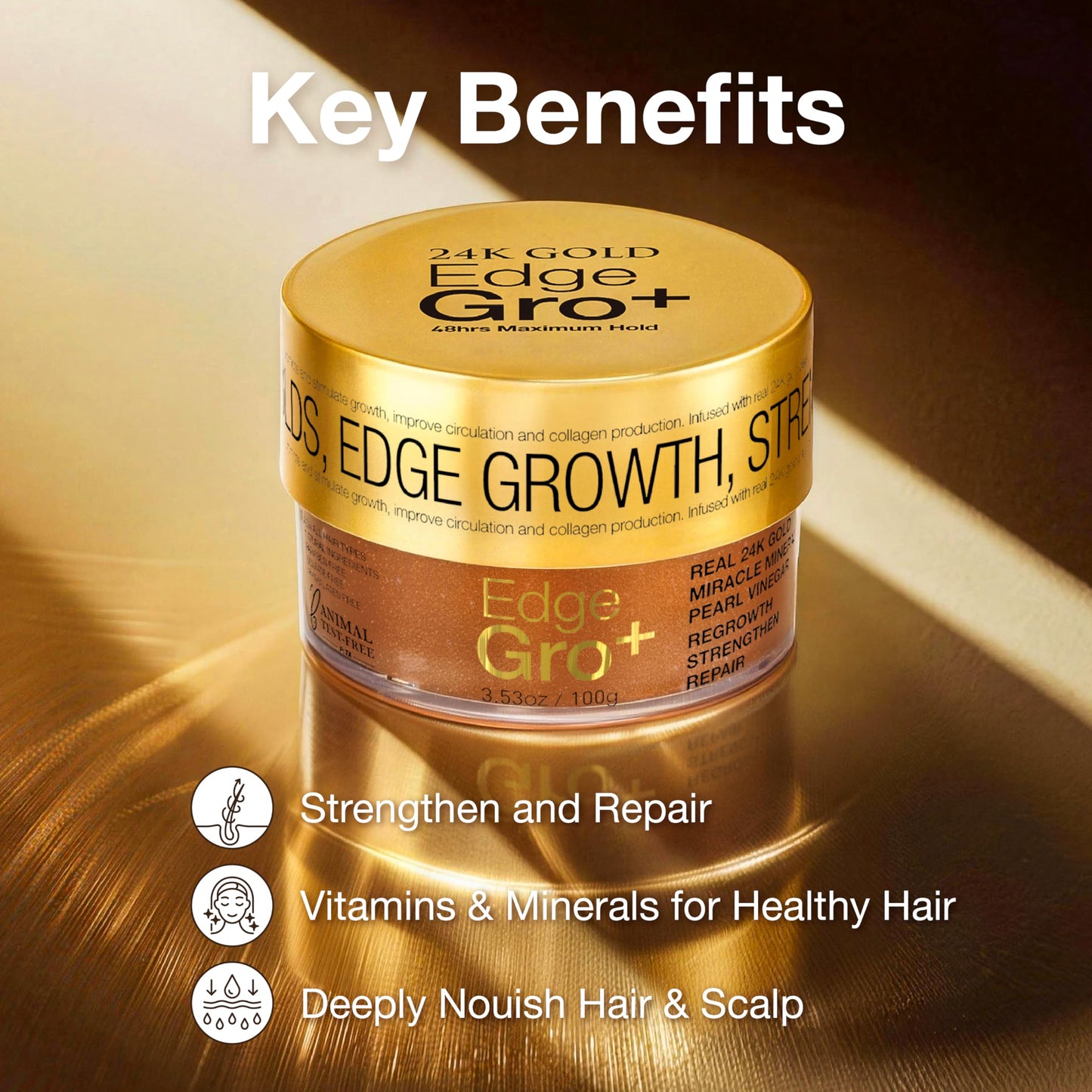 Lux Collection Edge Control Gel for 4C Hair - Maximum Hold 48 Hour Edge Control for Hair, Edge Lux Edge Gro+ with Castor Oil & Biotin, 3.53oz