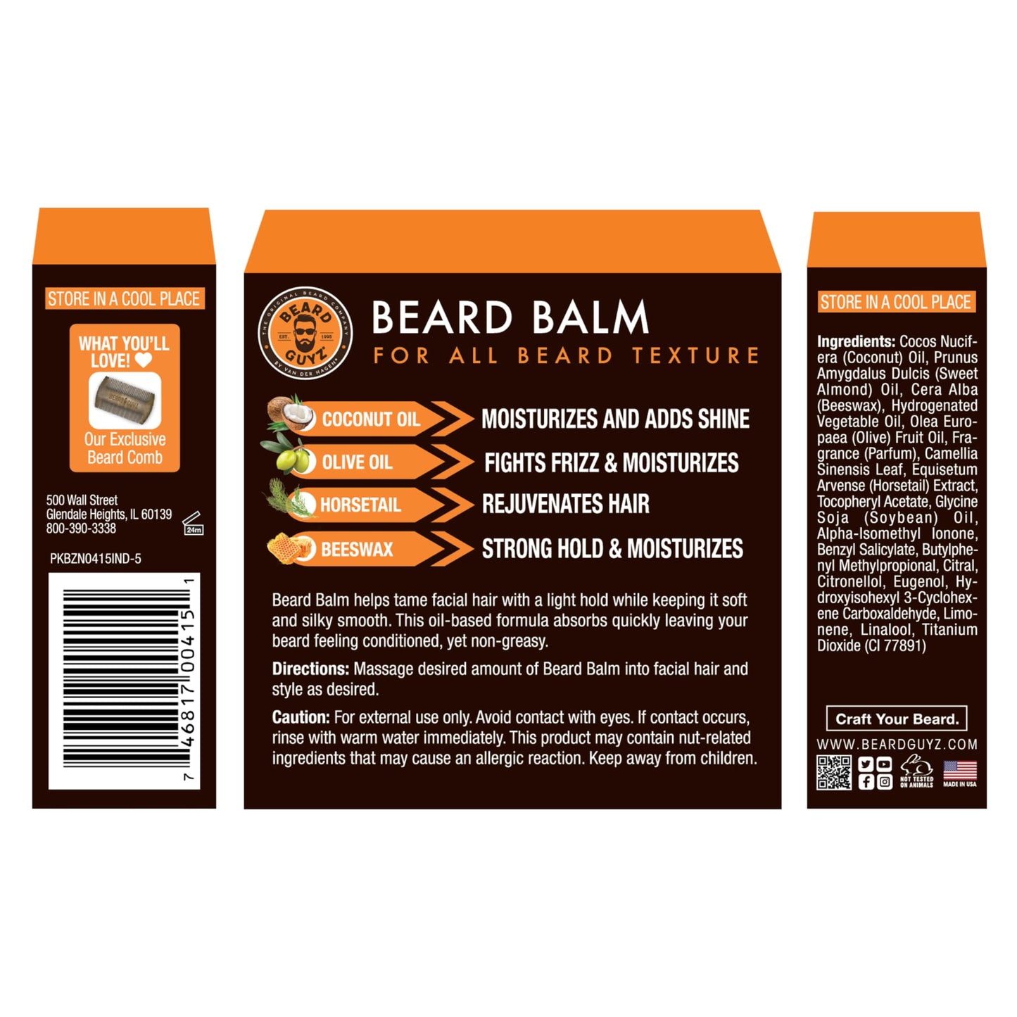 Beard Guyz Beard Balm - Beard Conditioner and Styler for Men, Softens, Tames, and Moisturizes Facial Hair, 3 oz