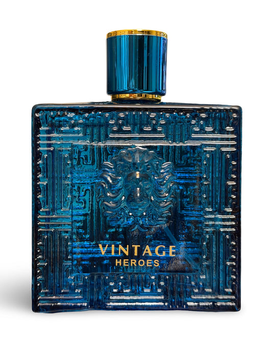 Secret Plus VINTAGE HEROES Eau De Parfum for Men, Aromatic Woody Fragrance, Blue Glass Bottle, 3.4 Fl Oz Natural Spray Beauty & Personal Care Secret Plus
