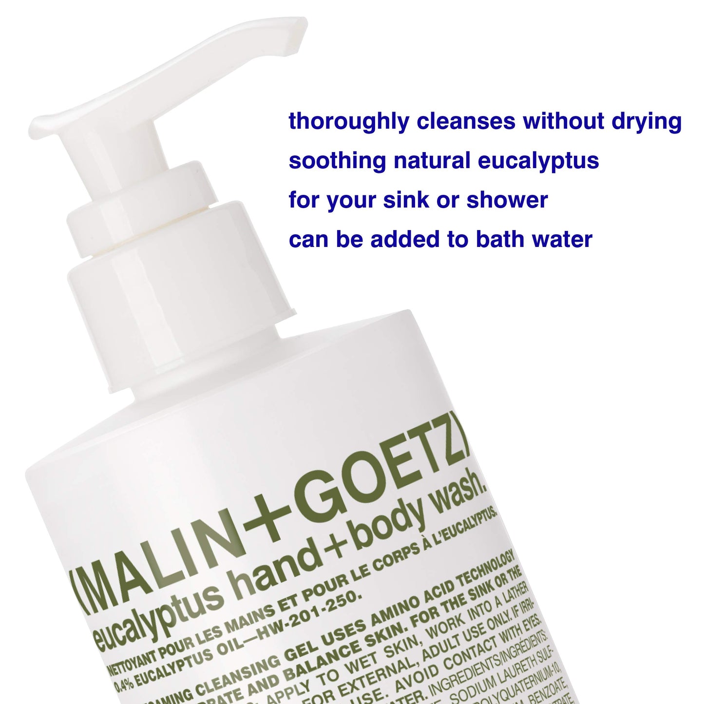 MALIN+GOETZ Hand + Body Wash | Gentle Foaming Cleanser with Botanical Extracts and Amino Acids | Hydrating, pH-Balanced, Unisex Scent | Vegan