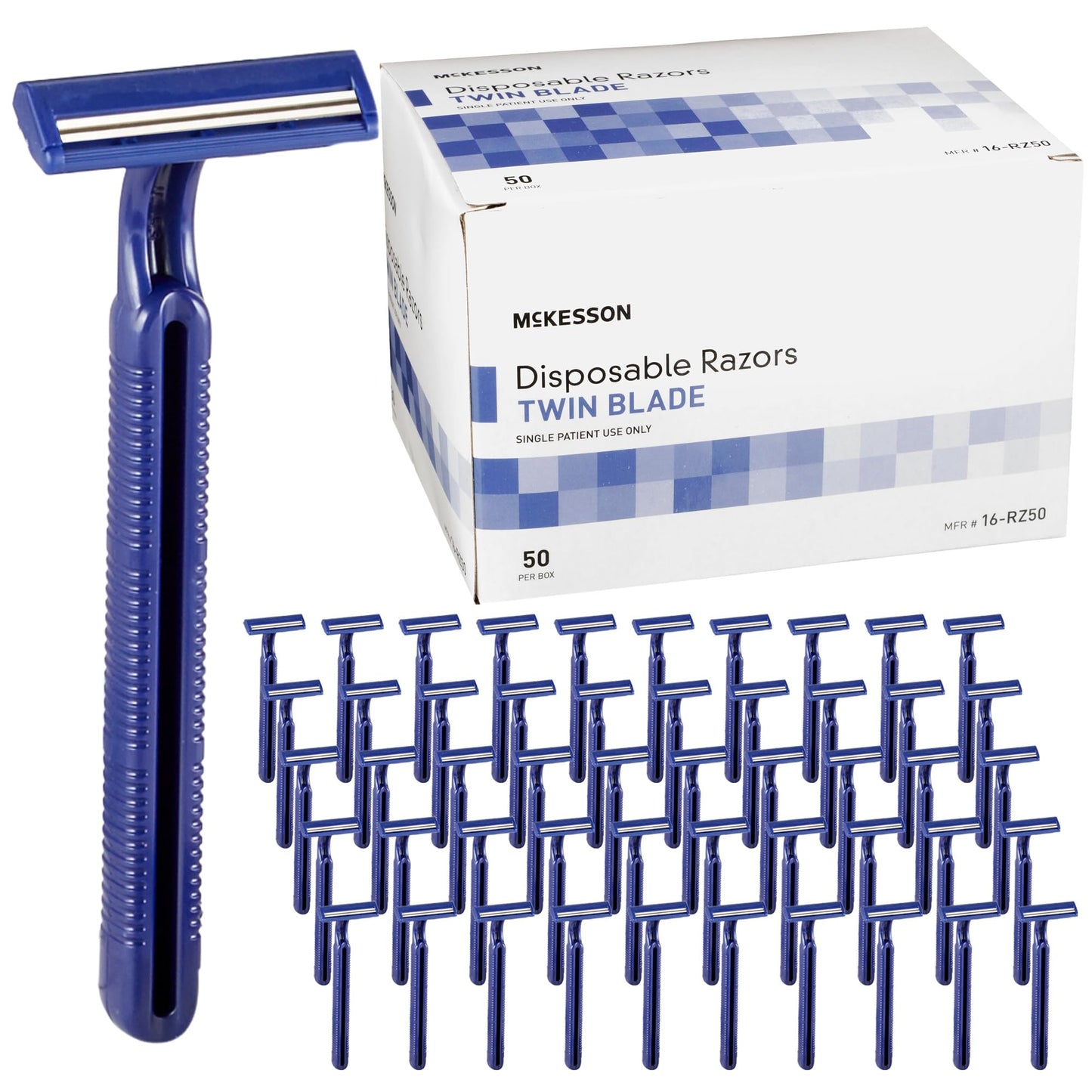 McKesson Disposable Razors, Blue, Stainless Steel, Tattoo, Travel, 50 ct Beauty and Personal Care McKesson