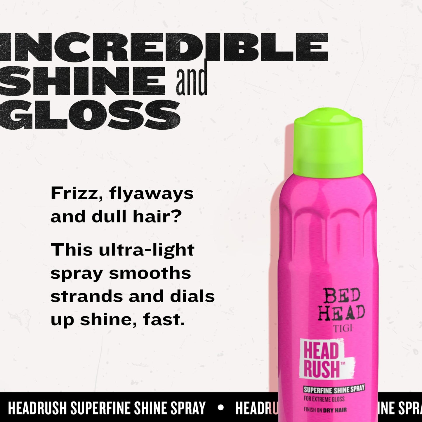 TIGI Bed Head Headrush Shine Hair Spray for Smooth Shiny Hair 5.3 oz