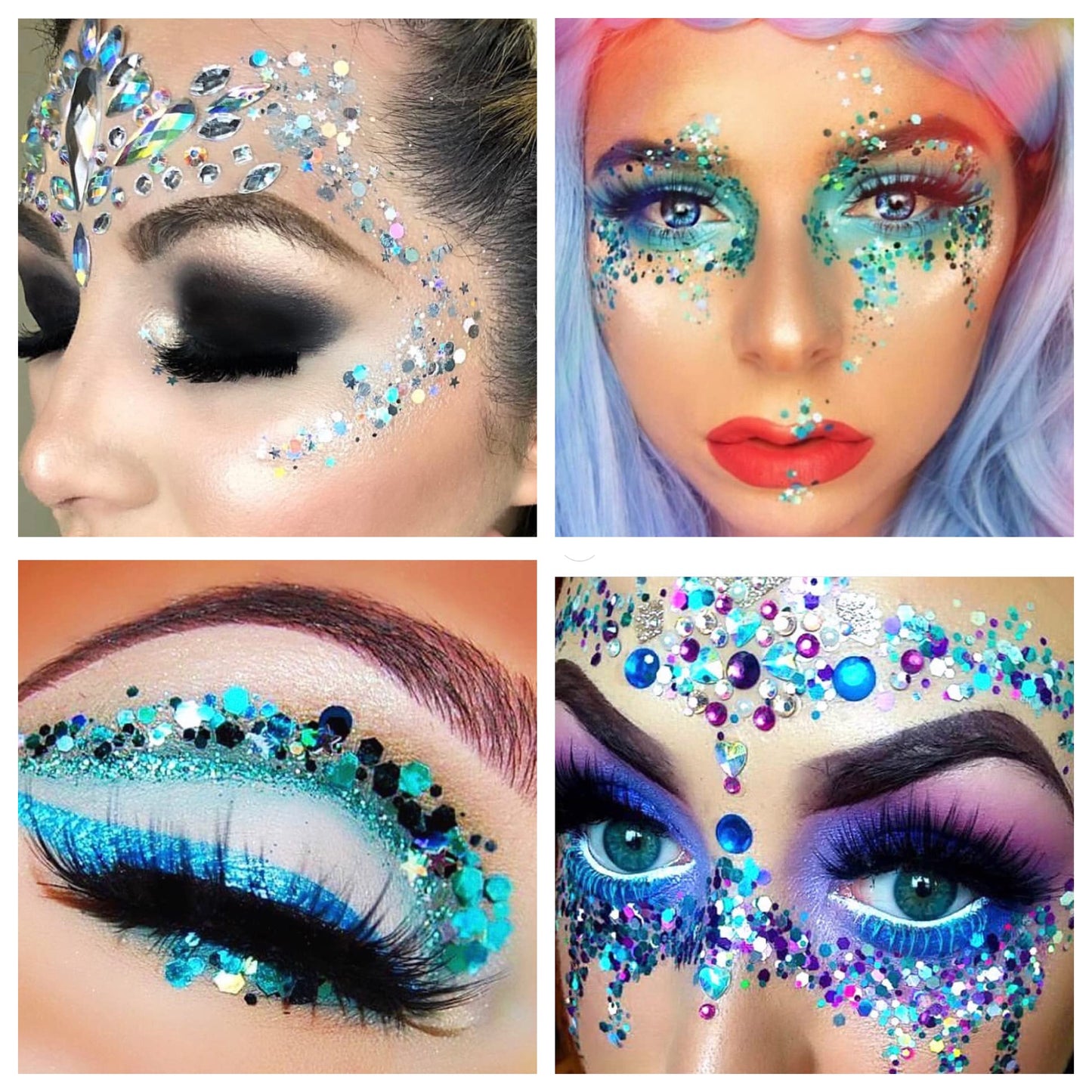 12 Pack - Multi-Colored Face & Body Glitter - Glue Included - Rainbow Chunky Glitter - Uses Include: Festival Rave Makeup Face Body Nails Resin Arts