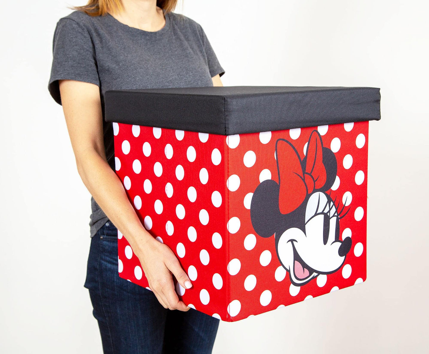 Disney Mickey & Minnie 15-Inch Storage Bin Cube Organizers with Lids, Set of 2 | Fabric Basket Container, Cubby Cube Closet Organizer, Home Decor…