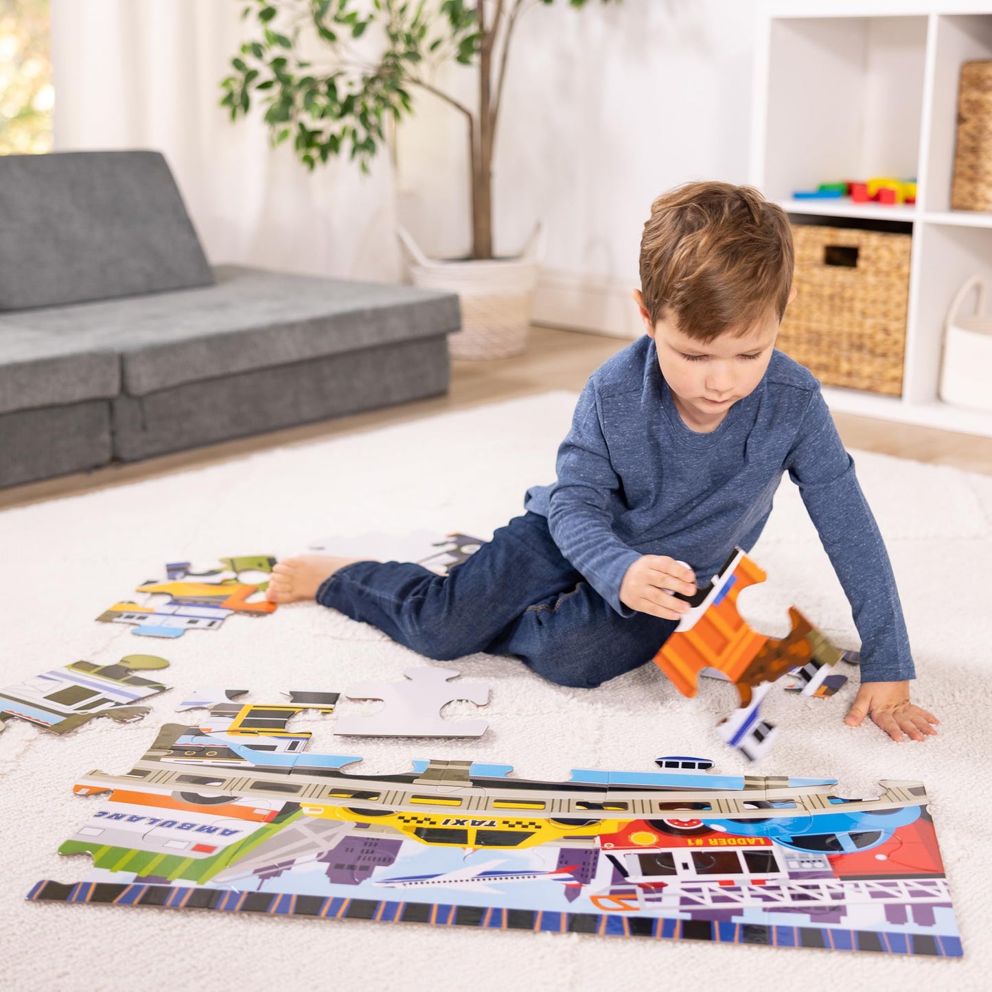 Melissa & Doug Traffic Jam Jumbo Jigsaw Floor Puzzle (24 pcs, 2 x 3 feet Long) - FSC Certified