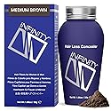 INFINITY Hair Fibers Medium Brown for Thinning Hair for Women & Men - 100% Undetectable Hair Building Fiber Powder - Conceal Hair Loss in 15 Seconds