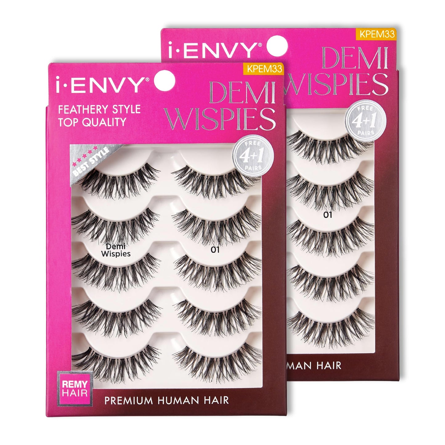i-ENVY 10 Pairs Demi Wispies False Lashes (2 Pack), Premium Quality 100% Human Hair, Fluffy Feathered Eyelashes With Volume & Curl, Natural Look…