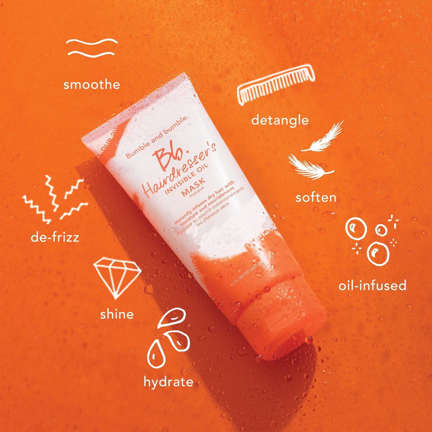 Bumble and bumble. Hairdresser's Invisible Oil Hydrating Hair Mask | Hydrating, Anti Frizz, Color Safe | Curly, Wavy, Straight | With Argan, Coconut